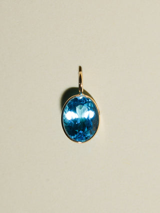 Sweetly Swiss Blue Topaz Oval Cut Charm in Yellow 14k Gold