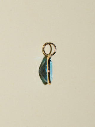 Sweetly Swiss Blue Topaz Oval Cut Charm in Yellow 14k Gold