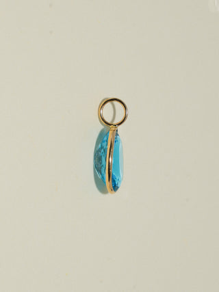 Annie Bell Swiss Blue Topaz Oval Cut Charm in Yellow 14k Gold
