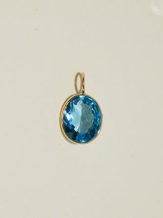 Annie Bell Swiss Blue Topaz Oval Cut Charm in Yellow 14k Gold