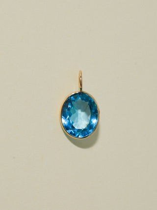 Annie Bell Swiss Blue Topaz Oval Cut Charm in Yellow 14k Gold