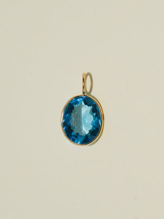 Annie Bell Swiss Blue Topaz Oval Cut Charm in Yellow 14k Gold