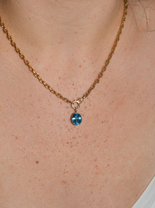 Annie Bell Swiss Blue Topaz Oval Cut Charm in Yellow 14k Gold
