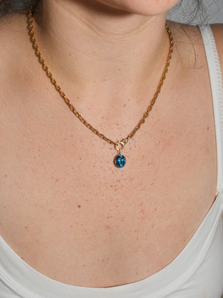 Annie Bell Swiss Blue Topaz Oval Cut Charm in Yellow 14k Gold