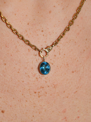 Annie Bell Swiss Blue Topaz Oval Cut Charm in Yellow 14k Gold