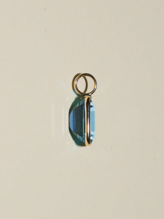 Silk Slipper Swiss Blue Topaz Emerald Cut Charm in Yellow 14k Gold
