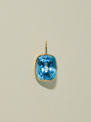 Pwincess Swiss Blue Topaz Cushion Cut Charm in Yellow 14k Gold