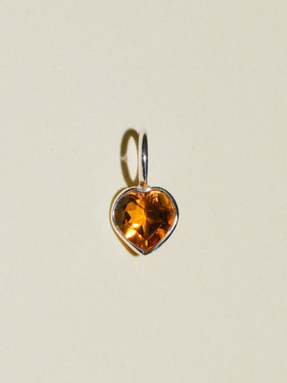 mom! Citrine Heart Cut Charm in Sterling Silver