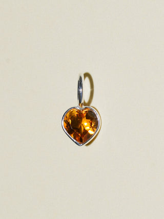 mom! Citrine Heart Cut Charm in Sterling Silver
