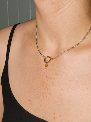 mom! Citrine Heart Cut Charm in Sterling Silver