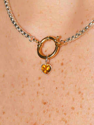 mom! Citrine Heart Cut Charm in Sterling Silver