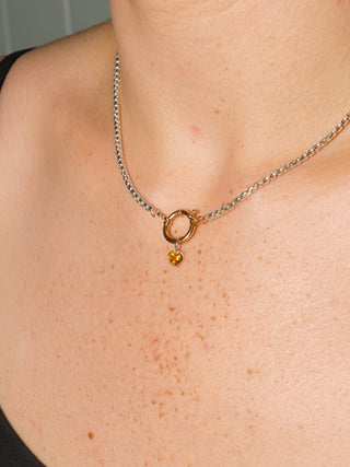 mom! Citrine Heart Cut Charm in Sterling Silver