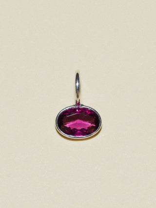 Pinky Rhodolite East West Oval Cut Charm in Sterling Silver