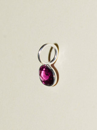 Pinky Rhodolite East West Oval Cut Charm in Sterling Silver