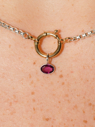 Pinky Rhodolite East West Oval Cut Charm in Sterling Silver