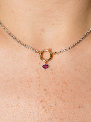 Pinky Rhodolite East West Oval Cut Charm in Sterling Silver