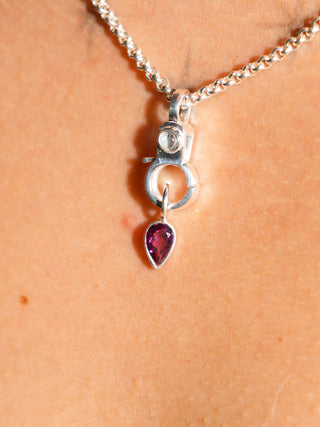 Cocktail Hour Rhodolite Inverted Pear Cut Charm in Sterling Silver
