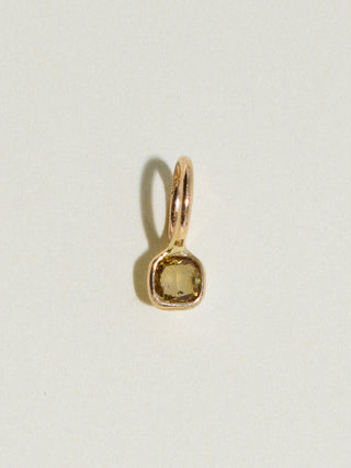 Cooked Yellow Diamond Cushion Cut Charm in Yellow 14k Gold