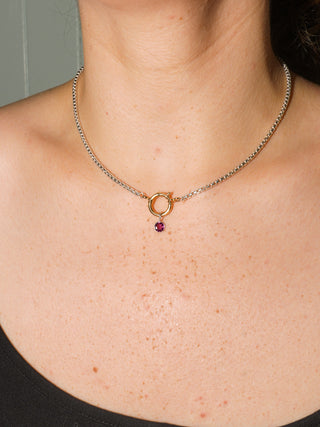 Dolly Rhodolite Round Cut Charm in Sterling Silver