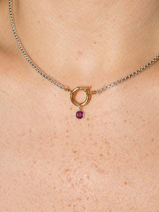 Dolly Rhodolite Round Cut Charm in Sterling Silver