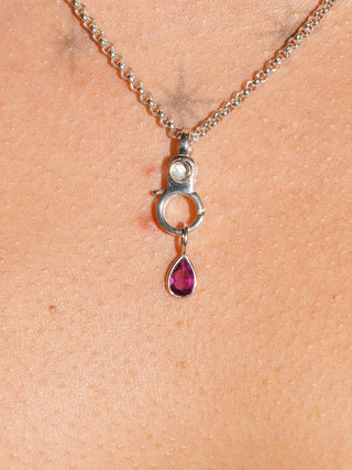 Cocktails on Me Rhodolite Pear Cut Charm in Sterling Silver