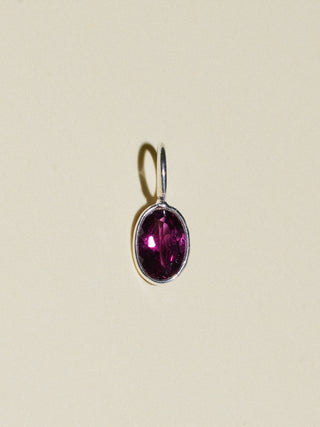 Lovey Rhodolite Oval Cut Charm in Sterling Silver