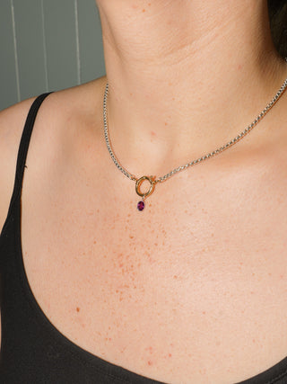 Lovey Rhodolite Oval Cut Charm in Sterling Silver
