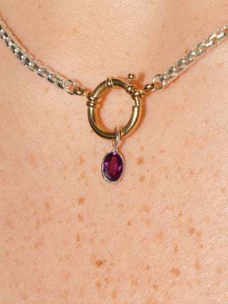 Lovey Rhodolite Oval Cut Charm in Sterling Silver