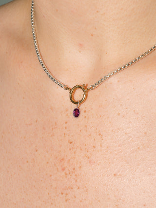 Lovey Rhodolite Oval Cut Charm in Sterling Silver