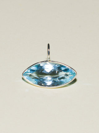 Rotor Sky Blue Topaz East West Marquis Charm in Sterling Silver