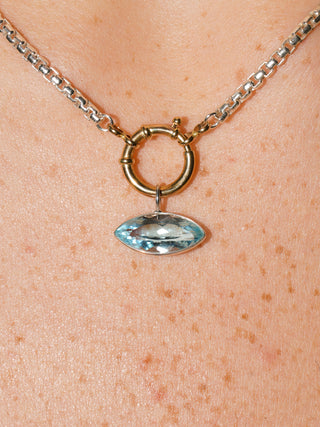 Rotor Sky Blue Topaz East West Marquis Charm in Sterling Silver