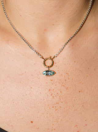 Rotor Sky Blue Topaz East West Marquis Charm in Sterling Silver
