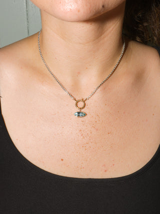 Rotor Sky Blue Topaz East West Marquis Charm in Sterling Silver