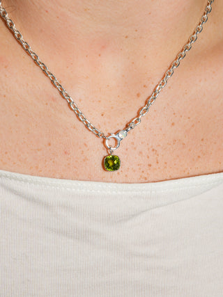 Lovely Leo Peridot Cushion Cut Charm in Sterling Silver