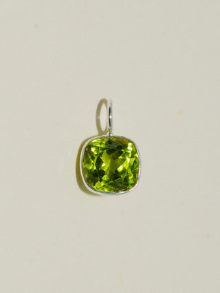 Lovely Leo Peridot Cushion Cut Charm in Sterling Silver