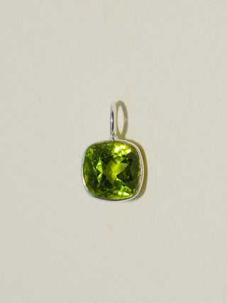 Lovely Leo Peridot Cushion Cut Charm in Sterling Silver