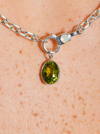 Lion Mane Peridot Oval Cut Charm in Sterling Silver