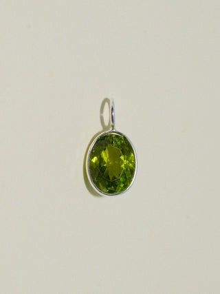 Lion Mane Peridot Oval Cut Charm in Sterling Silver