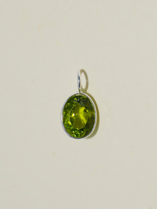 Lion Mane Peridot Oval Cut Charm in Sterling Silver