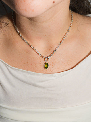 Biche Peridot Oval Cut Charm in Sterling Silver