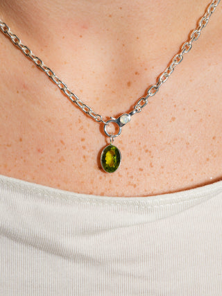 Biche Peridot Oval Cut Charm in Sterling Silver