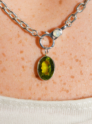 Biche Peridot Oval Cut Charm in Sterling Silver