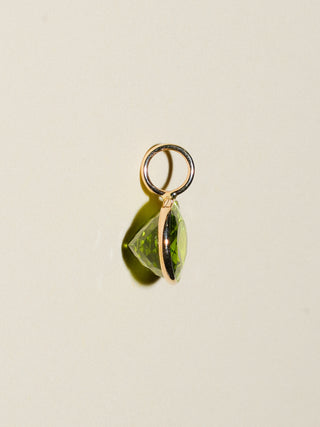 Seahag Peridot East West Oval Cut Charm in Yellow 14k Gold