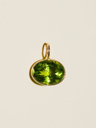 Seahag Peridot East West Oval Cut Charm in Yellow 14k Gold
