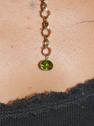 Seahag Peridot East West Oval Cut Charm in Yellow 14k Gold