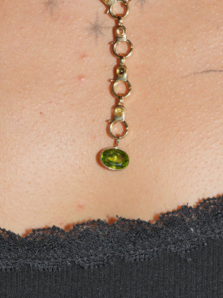 Seahag Peridot East West Oval Cut Charm in Yellow 14k Gold