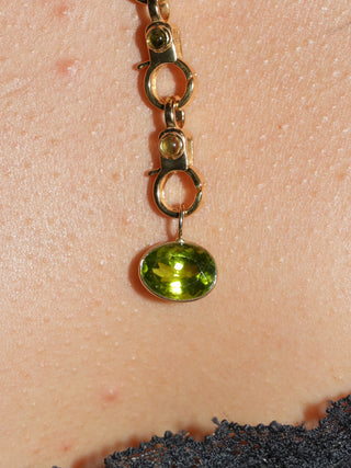 Seahag Peridot East West Oval Cut Charm in Yellow 14k Gold