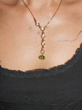 Seahag Peridot East West Oval Cut Charm in Yellow 14k Gold