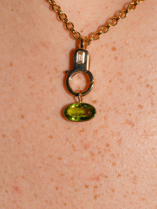 Relish Peridot East West Oval Cut Charm in Yellow 14k Gold