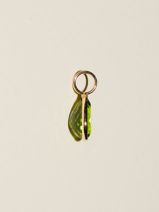 Sticky Seaweed Peridot Teardrop Cut Charm in Yellow 14k Gold